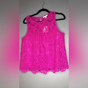 Skies Are Blue Pink Lace Sleeveless Blouse new with tags women’s small
